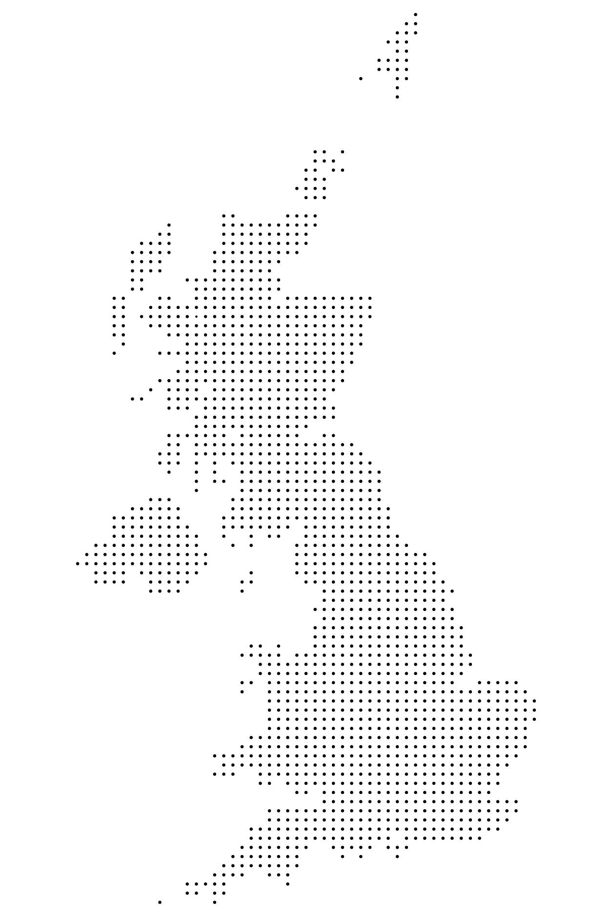 UK black dotted map.