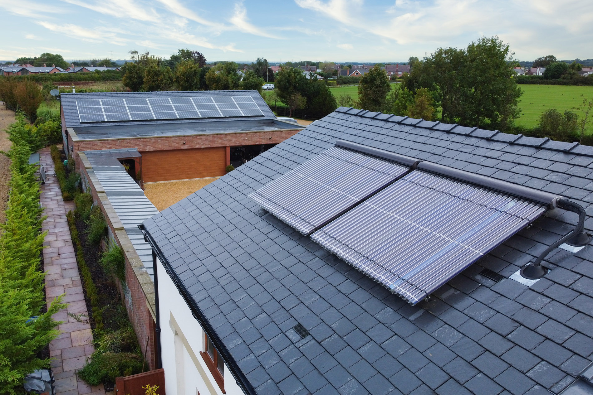 Solar heating panels.