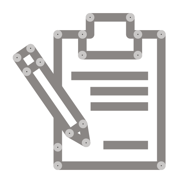 clipboard and pen icon in MCS style