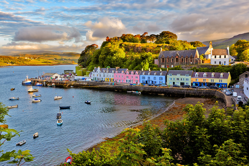 Colorful houses on the water front.