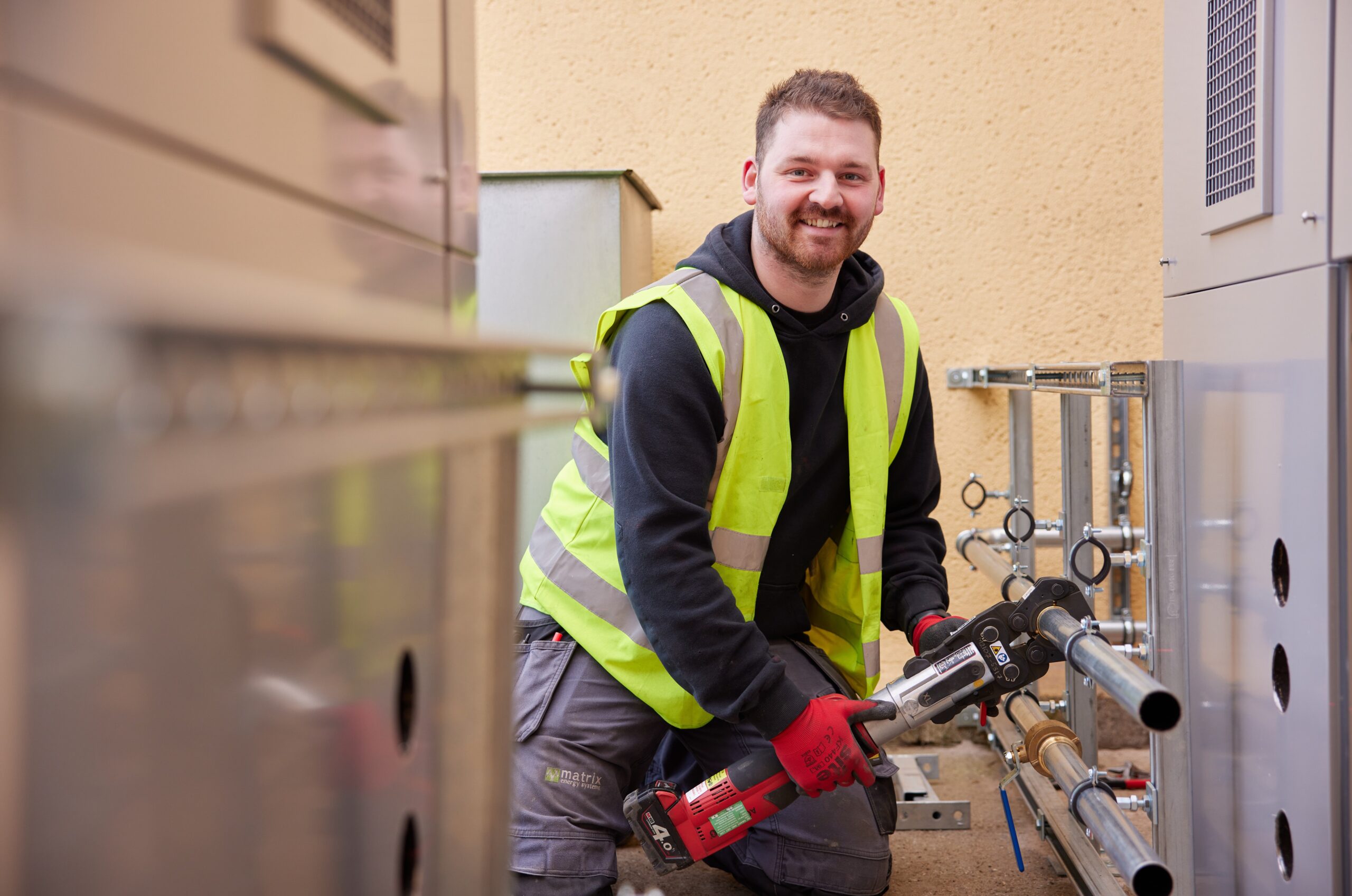 Installer with tools in hand