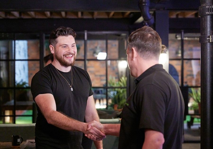 Installers shaking hands.